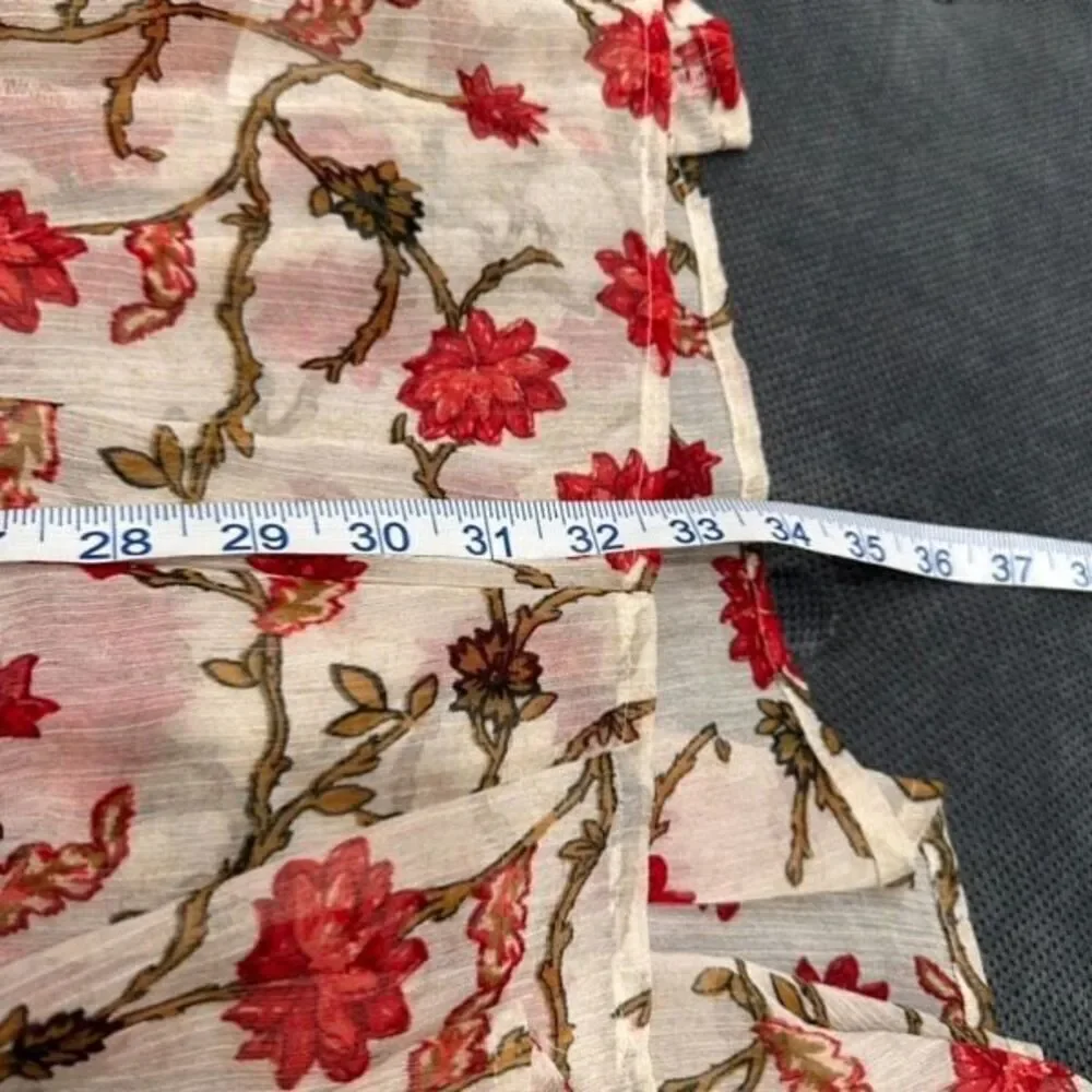 Free People Women's Keeping Up With Kara Floral Tunic Top Ivory Red Size Medium‎